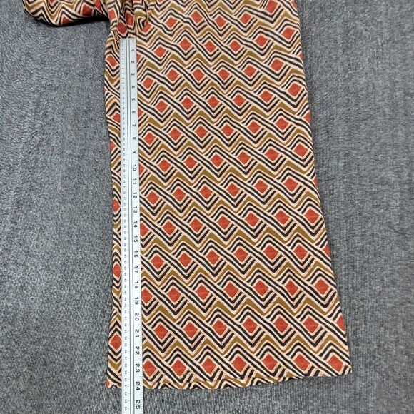 Tahari Pants Womens L Brown Geometric 100% Linen Elastic Waist Wide Leg Crop - Picture 5 of 12